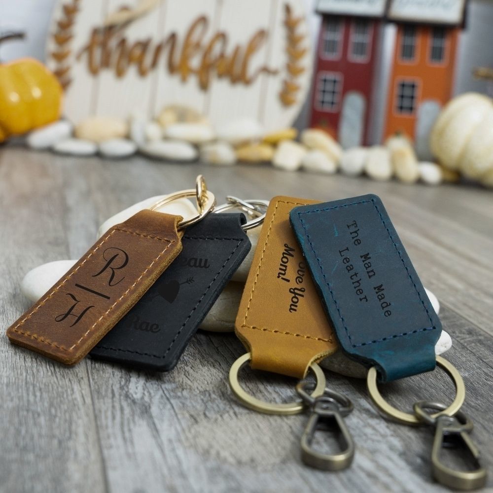 Personalized Genuine Crazy Horse Leather Keychain